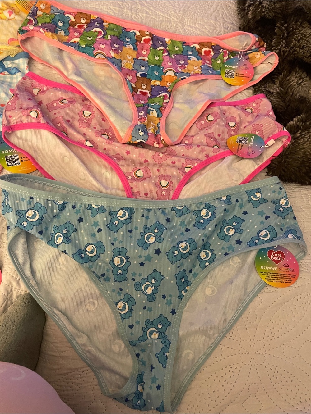 Care Bears Girls' Colorful Print Bikini Briefs - Blue, Pink, Multicolor